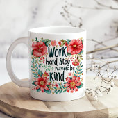 "Hard werken" Boho Red Floral Inspiration Koffiemok