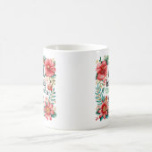 "Hard werken" Boho Red Floral Inspiration Koffiemok (Center)