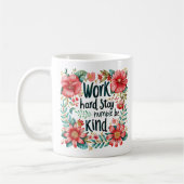 "Hard werken" Boho Red Floral Inspiration Koffiemok (Links)