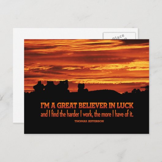 Hard werken en Luck Post Kaart (Voorkant / Achterkant)