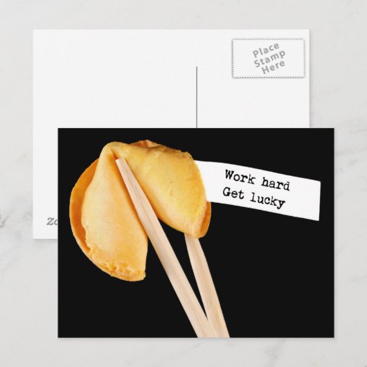 Hard werken Get Lucky Fortune Cookie Briefkaart (Voorkant / Achterkant)
