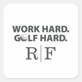 Hard Werken Golf Hard Monogram Eerste Stijl Vierkante Sticker