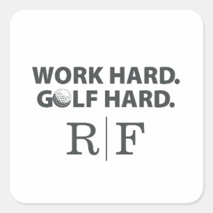 Hard Werken Golf Hard Monogram Eerste Stijl Vierkante Sticker