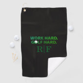 Hard Werken Golf Hard Monogram Initiaal Retro Groe Golfhanddoek (Insitu)