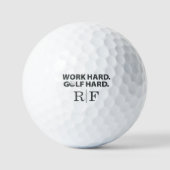 Hard Werken Golfen Hard Leuke Typografie Monogram Golfballen (Voorkant)