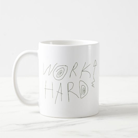 Hard werken handgetekende typografie koffiemok (Links)
