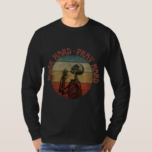 Hard werken, hard bidden met grappig biddende skel t-shirt