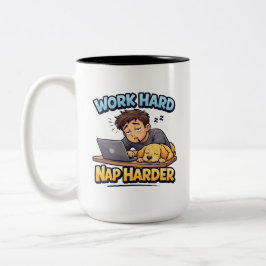 Hard Werken Harder Pitten Hond Grappige Motivatie  Tweekleurige Koffiemok