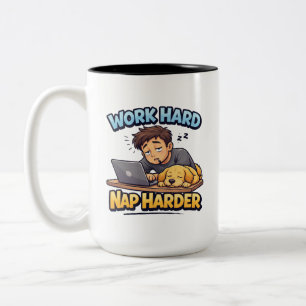 Hard Werken Harder Pitten Hond Grappige Motivatie  Tweekleurige Koffiemok