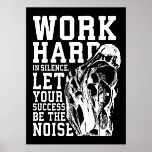 Hard werken in stilte - gym, workout, buikbouw poster