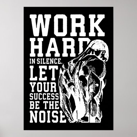 Hard werken in stilte - gym, workout, buikbouw poster (Voorkant)