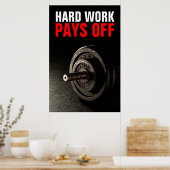 Hard werken loont bodybuilding training domoor poster (Keuken)