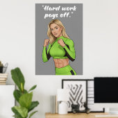 Hard Werken Loont Zich – Fitness Motivatieposter Poster (Thuiskantoor)
