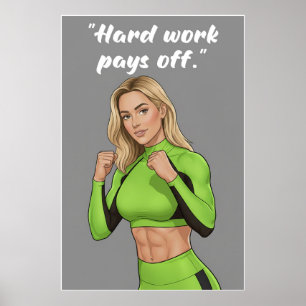 Hard Werken Loont Zich – Fitness Motivatieposter Poster