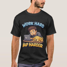 Hard werken, nog harder slapen Hond Grappige Motiv T-shirt