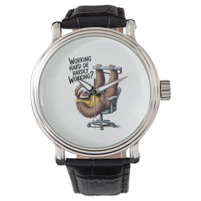 Hard werken of nauwelijks werken luiaard horloge (Voorkant)