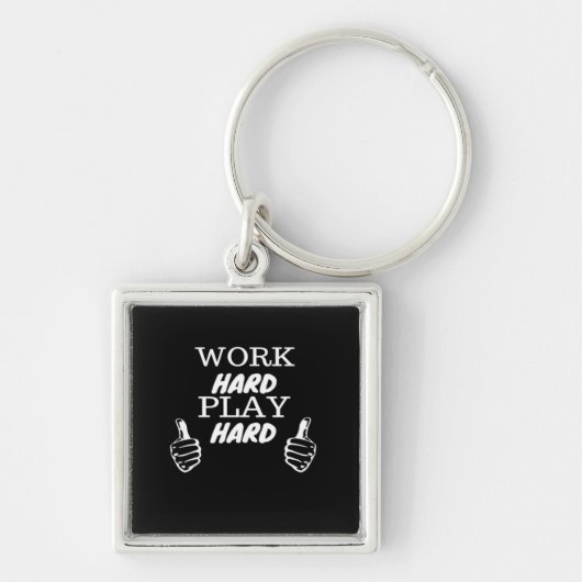 Hard werken Play Hard Black Achtergrond Fitted V-h Sleutelhanger (Voorkant)