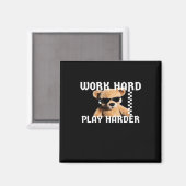 Hard werken Play Hard- Teddy Bear Classic Magneet (Voorkant / Achterkant)