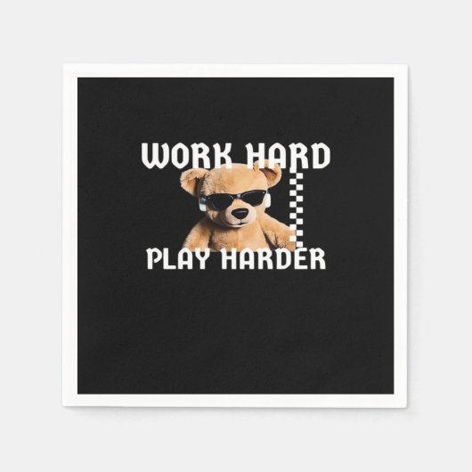 Hard werken Play Hard- Teddy Bear Classic Servet (Voorkant)