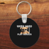 Hard werken Play Hard- Teddy Bear Classic Sleutelhanger (Voorkant)