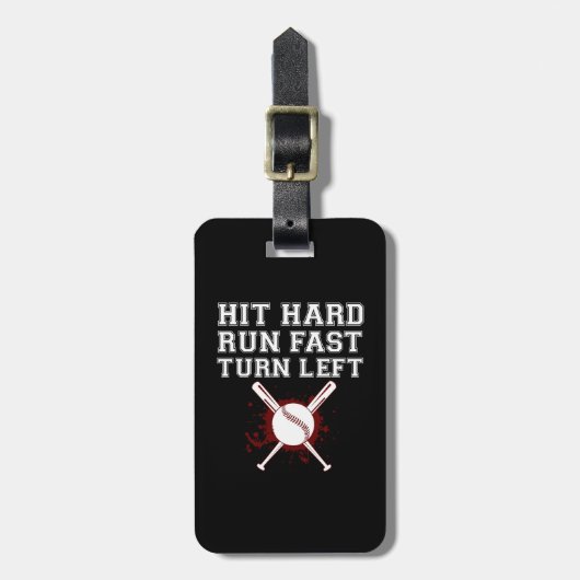 hard werken snel links Baseball Funny Bagagelabel (Voorkant verticaal)