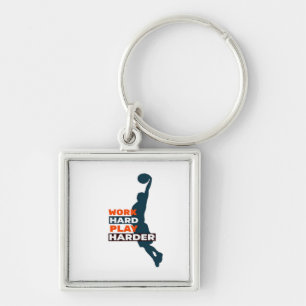 Hard werken Speel zo hard basketbalspeler Classic Sleutelhanger