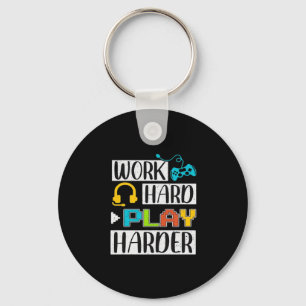 Hard werken Speel zo hard Grappig en Trending Quot Sleutelhanger