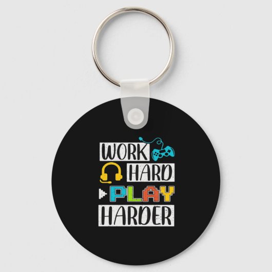 Hard werken Speel zo hard Grappig en Trending Quot Sleutelhanger (Voorkant)
