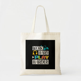 Hard werken Speel zo hard Grappig en Trending Quot Tote Bag