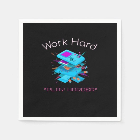 Hard werken spelen zo hard grappig citaat servet (Voorkant)