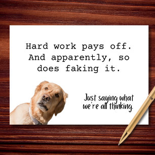 Hard werken versus faken, gefeliciteerd kaart
