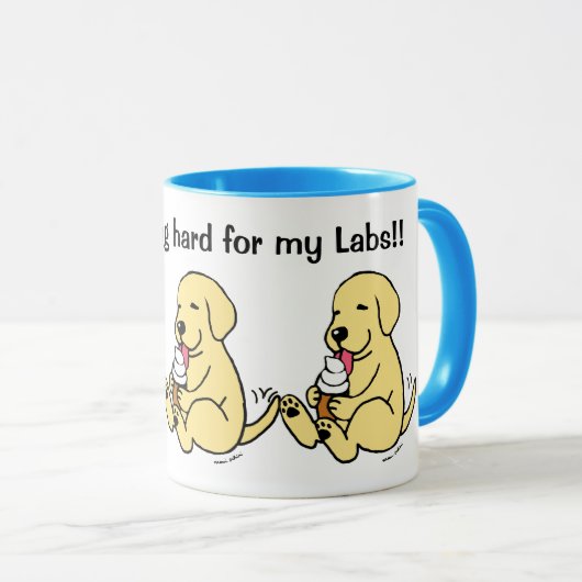 hard werken voor mijn labs! Mok gele labradors (Voorkant rechts)