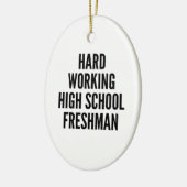 Hard werkende middelbare school eerstejaars keramisch ornament (Links)