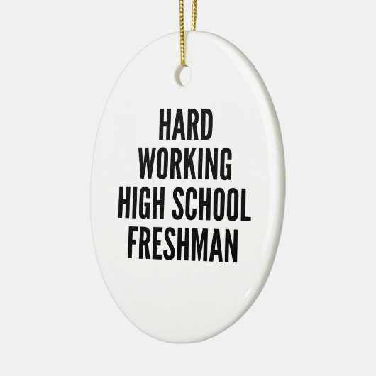 Hard werkende middelbare school eerstejaars keramisch ornament (Links)