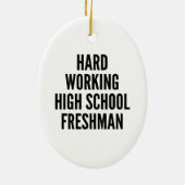 Hard werkende middelbare school eerstejaars keramisch ornament (Achterkant)