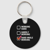 Hard While Working Funny Adult Checklist Joke Sleutelhanger (Voorkant)
