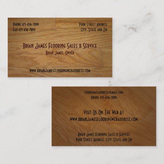 Hard Wood Flooring Sales Visitekaartje (Voorkant / Achterkant)
