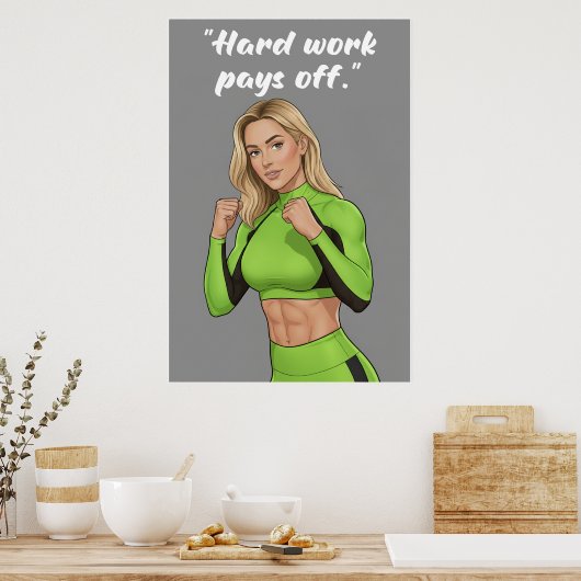 Hard Work Pays Off – Fitness Motivation Poster (Keuken)