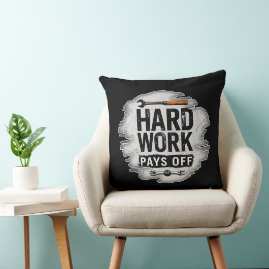 Hard Work Pays Off Grunge Worker Design Kussen (Stoel)