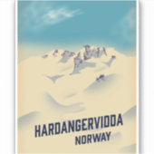 Hardangervidda Norway vakantie poster. Sticker (Voorkant)
