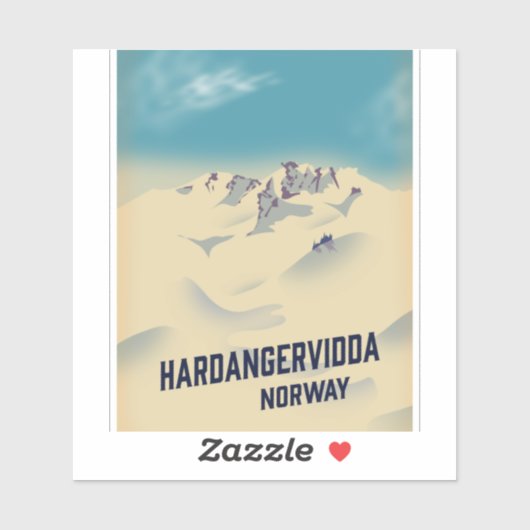 Hardangervidda Norway vakantie poster. Sticker (Vel)
