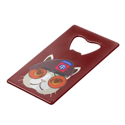 Hardcore 82e Airborne Kat Kat! Creditkaart Flessenopener (Voorkant Gekanteld)