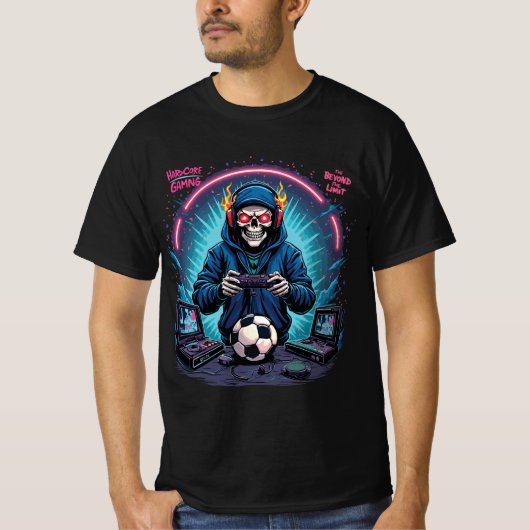 Hardcore Beyond Limit – Retro Skull Gamer T-shirt (Voorkant)