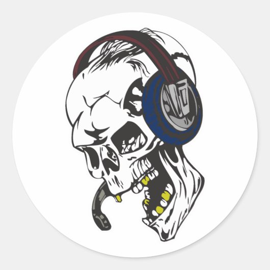 hardcore dj schedel ronde sticker (Voorkant)