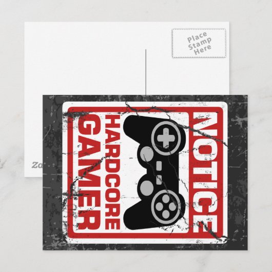 Hardcore gamer Notice Signboard Briefkaart (Voorkant / Achterkant)