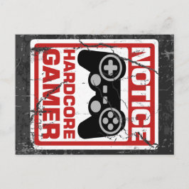 Hardcore gamer Notice Signboard Briefkaart
