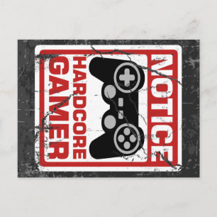 Hardcore gamer Notice Signboard Briefkaart