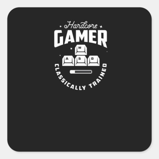 Hardcore gamer vierkante sticker (Voorkant)