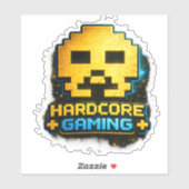 “Hardcore Gaming” Pixel Schedel Sticker (Vel)