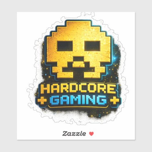 “Hardcore Gaming” Pixel Schedel Sticker (Vel)